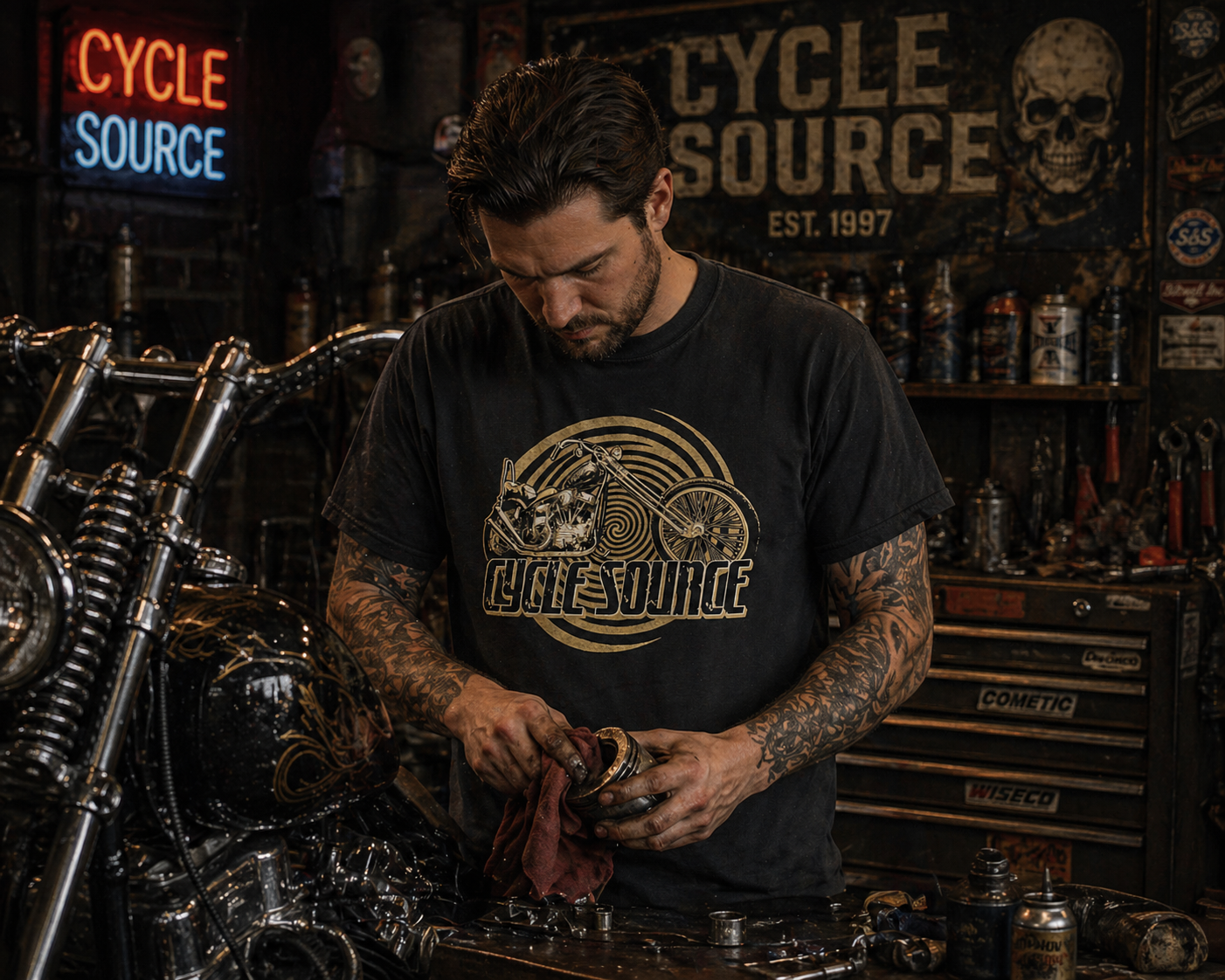 Cycle Source Chopper Spiral Tee – Black