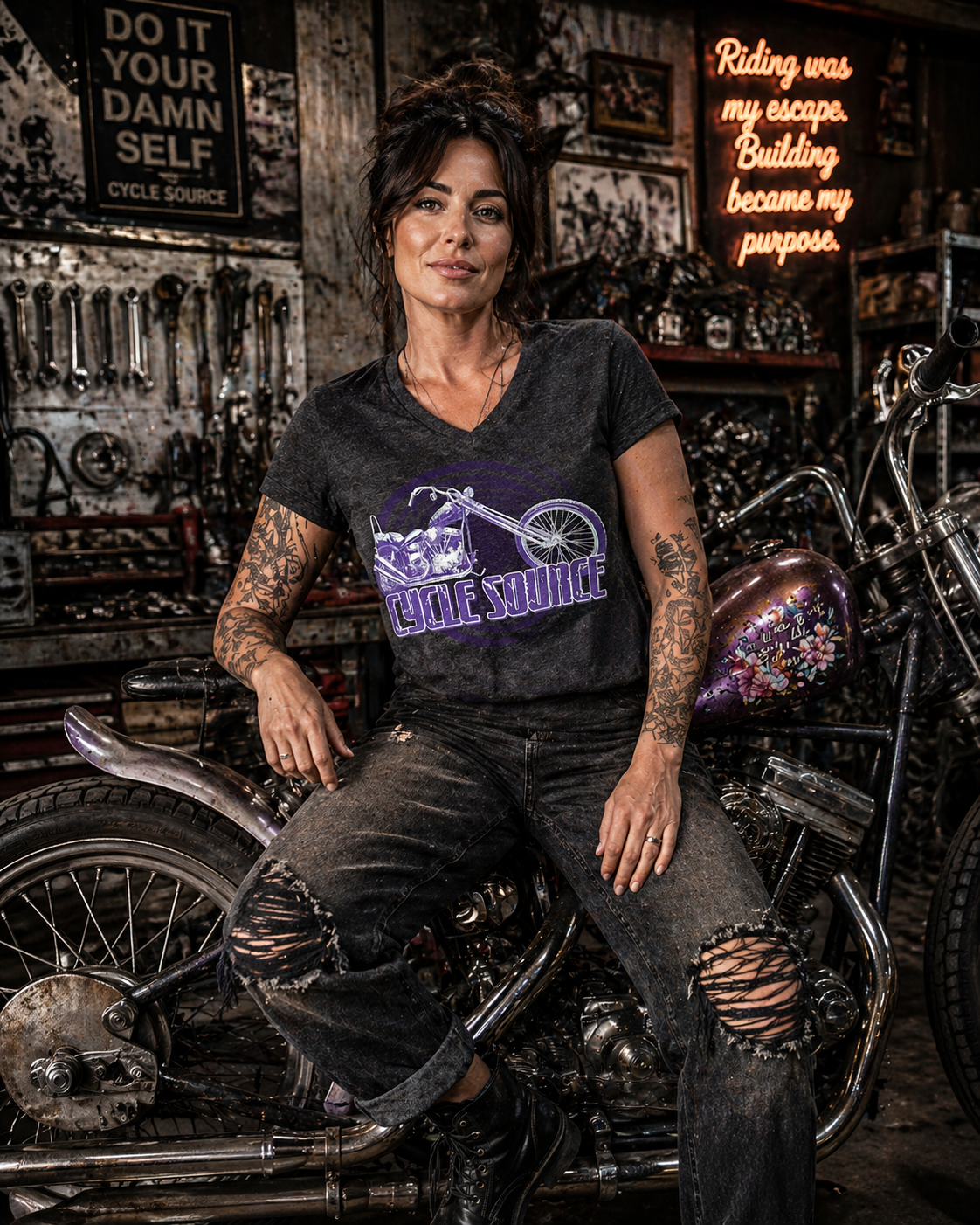 Cycle Source Women’s Chopper Tee – Vintage Purple